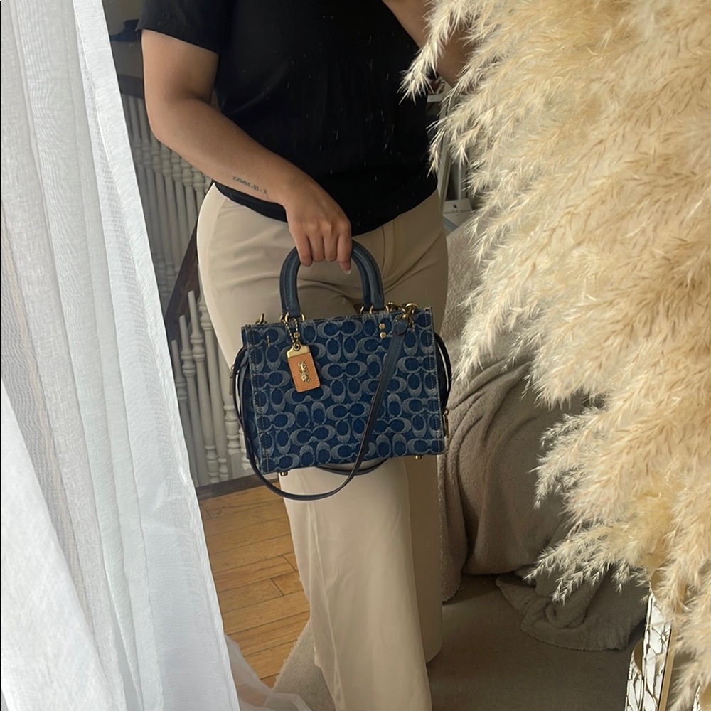 Coach Blue Denim Signature Bag Rogue 25 - Picture 6 of 7
